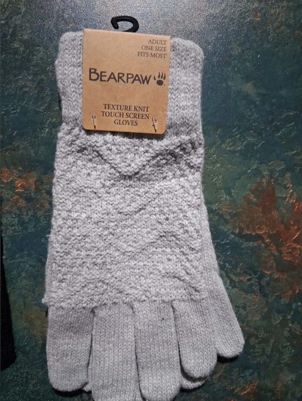 BearPaw Two-Pack Texture Knit Touchscreen Gloves - Black & Light Gray